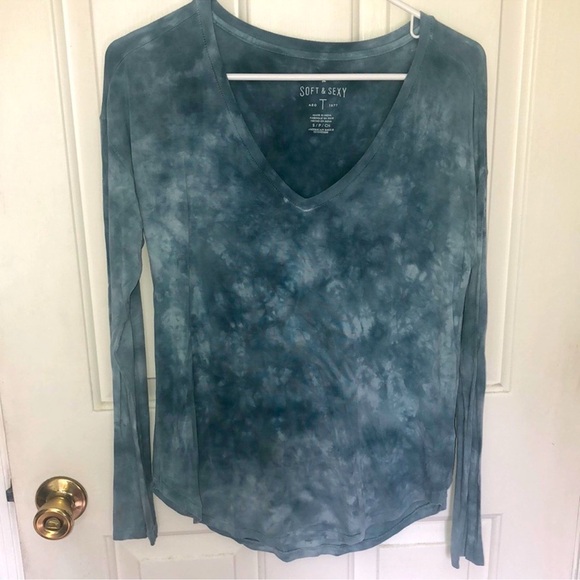 American Eagle Outfitters Green and Blue Long Sleeve Tunic - Picture 2 of 4